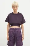 Bavlněné tričko Alpha Industries Waisted fialová barva, 148070