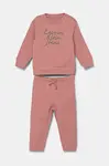 Bavlněná tepláková souprava pro miminka Calvin Klein Jeans růžová barva, IN0IN00288