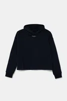 Dětská bavlněná mikina Pepe Jeans VICTORIA tmavomodrá barva, s kapucí, hladká, PG581330