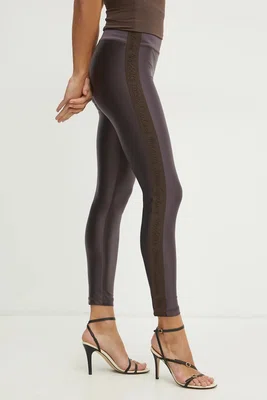 Legíny Versace Jeans Couture dámské, hnědá barva, s aplikací, 78HAC114 J0223