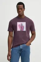 Bavlněné tričko BOSS Orange fialová barva, s potiskem, 50535079