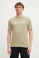 Bavlněné tričko Calvin Klein zelená barva, s potiskem, K10K114149