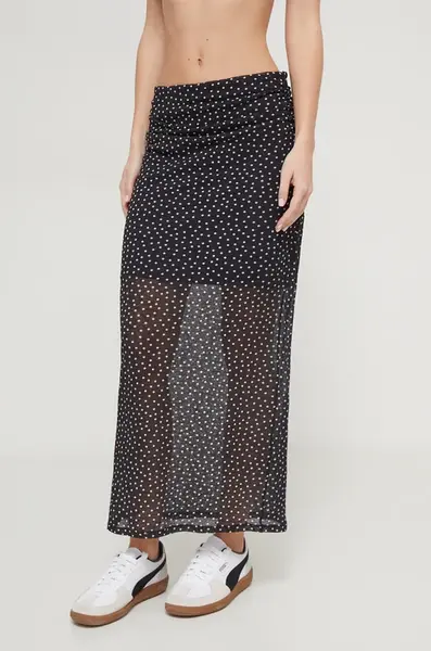 Sukně Abercrombie & Fitch černá barva, maxi