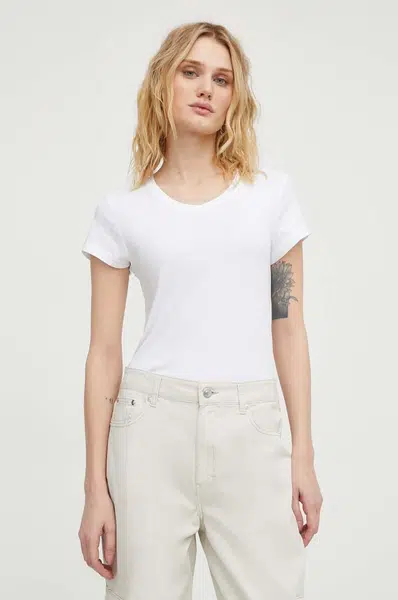 Bavlněné tričko G-Star Raw dámské, bílá barva, D24533-4107