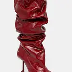 Kožené kozačky Naked Wolfe Vern dámské, červená barva, na podpatku, Vern Crinkle Patent Leather Red
