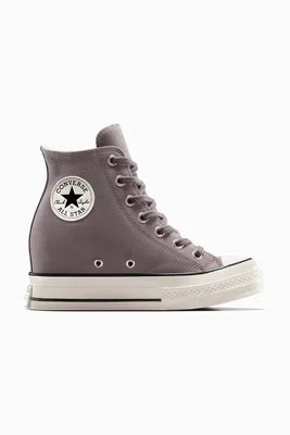 Semišové tenisky Converse Chuck 70 Wedge hnědá barva, A13834C