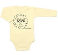 Baby Nellys Body dlouhý rukáv Made with love,  žluté vel.  62