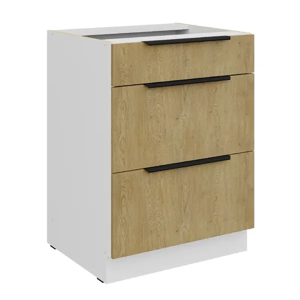 Spodní skříňka Cremona 60 D 3S BB - Premium Box Barva korpusu: Bílá, Barva dvířek: Dub Cremona