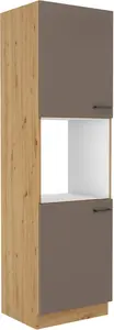 Vysoká skříňka na vestavnou troubu Bolonia 60 DP-210 2F Barva korpusu: Dub artisan, Barva dvířek: Truffle Grey