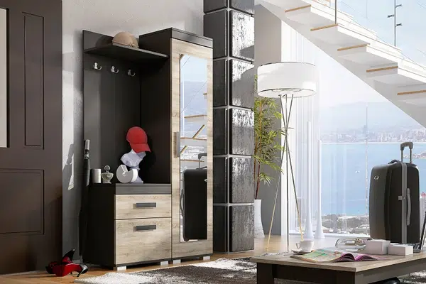 Předsíňová stěna P24 pravá Barva korpusu: Wenge, Lišta: Wenge, Barva dvířek: Wenge