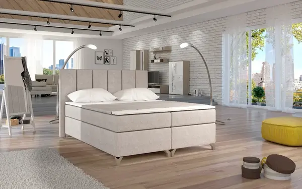 Boxspring Basilio Rozměr: 140 x 200 cm, látka: Dora 21, Varianta: Bez LED osvětlení