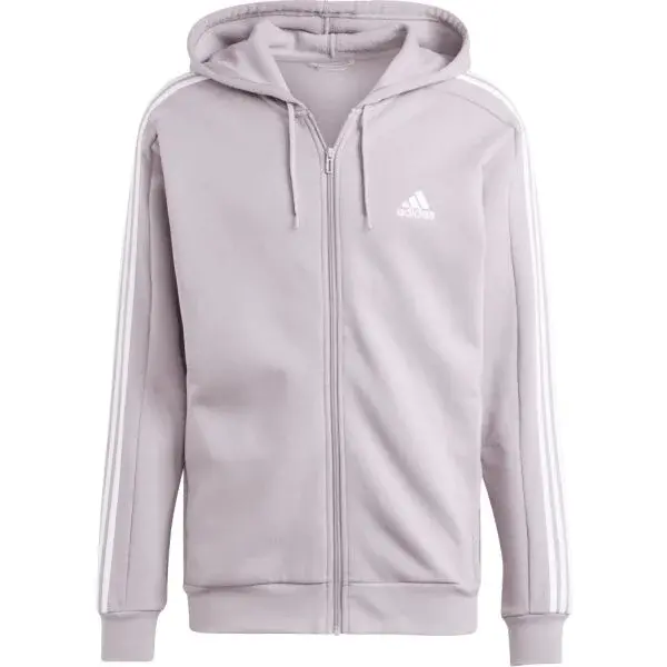adidas ESSENTIALS FLEECE 3-STRIPES FULL-ZIP HOODIE Pánska mikina, ružová, veľkosť XXL
