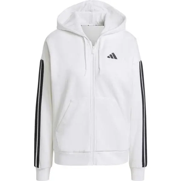 adidas ESSENTIALS 3-STRIPES HOODIE Dámska mikina, biela, veľkosť