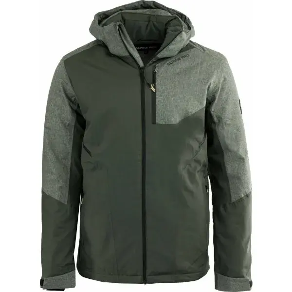 ALPINE PRO LEND Pánska lyžiarska bunda, khaki, veľkosť