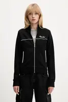 Bavlněná mikina Guess Jeans dámská, černá barva, s aplikací, W5YQ17 K68I4