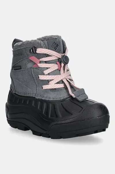 Dětské semišové sněhule Columbia YOUTH POWDERBUG ALPINE šedá barva, 2128881