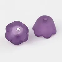 Purple Transparent Frosted Tulip Flower Acrylic Bead Caps