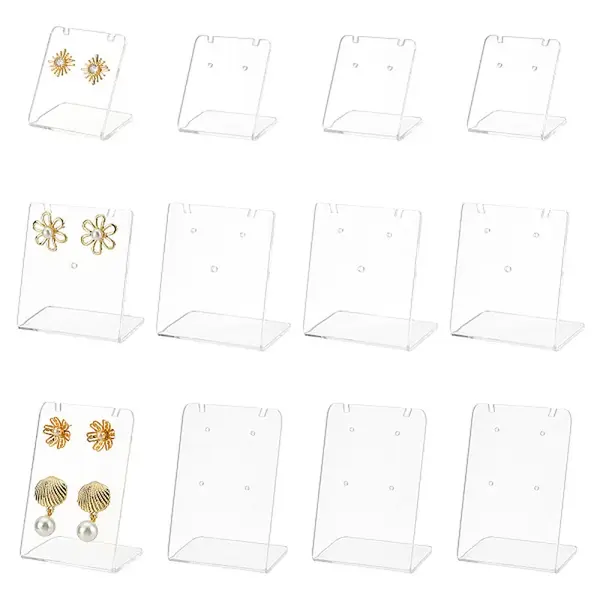 12Pcs 3 Styles Organic Glass & Acrylic Earring Displays Sets