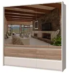 Pětidveřová šatní skříň se zrcadly a led osvětlením artemisia - dub