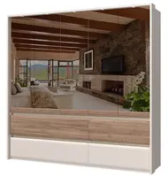 Pětidveřová šatní skříň se zrcadly a led osvětlením artemisia - dub