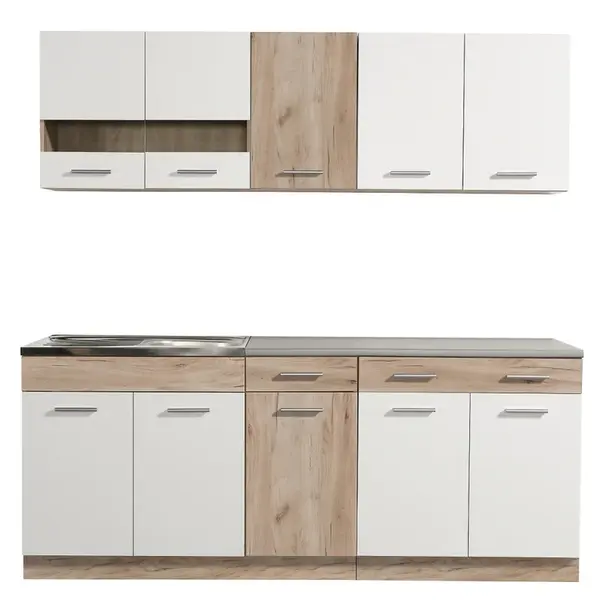 Kuchyňská linka 200 lorna-dub šedý/bílá - bez pracovní desky