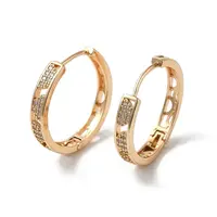 Brass Micro Pave Cubic Zirconia Hoop Earrings