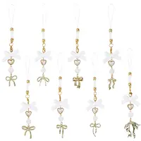 16Pcs 8 Styles Bowknot Theme Allloy & Acrylic Mobile Straps