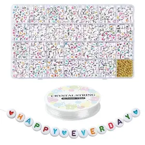 DIY Letter & Heart Acrylic & Plastic Stretch Bracelet Beaded Necklace Making Kit