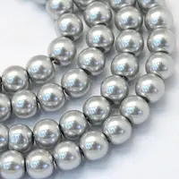 Baking Painted Pearlized Glass Pearl Round Bead Strands