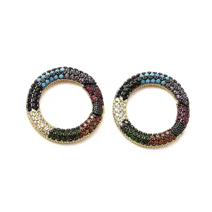 Brass Micro Pave Cubic Zirconia Spring Gate Rings