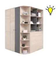 Velká šatní skříň gama s osvětlením - dub/antracit