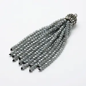 Electroplate Glass Bead Tassel Big Pendants