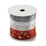 10M  5 Colors Hot Stamping Christmas Polyester Ribbons Set