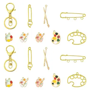 DIY Painting Theme Alloy Keychain Brooch Pin Making Kits