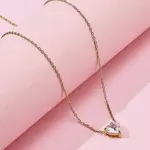 304 Stainless Steel Crystal Cubic Zirconia Heart Pendant Necklaces for Women