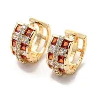 Brass with Chocolate Cubic Zirconia Thick Hoop Earrings