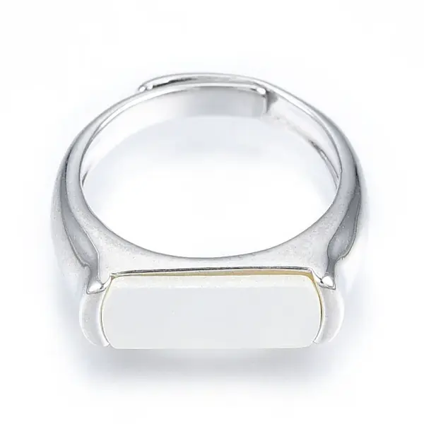 Natural Shell Rectangle Adjustable Ring