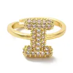 Rack Plating Letter Brass Micro Pave Clear Cubic Zirconia Adjustable Rings for Women