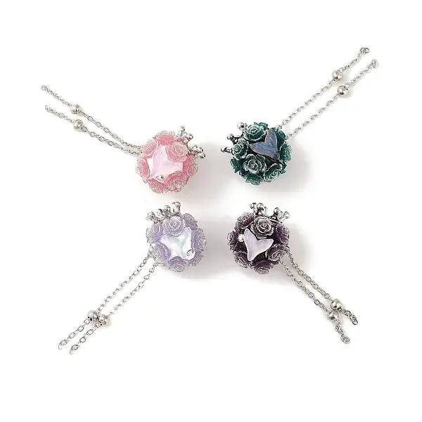 Handmade Flower Polymer Clay Rhinestone Tassel Dangle Beads