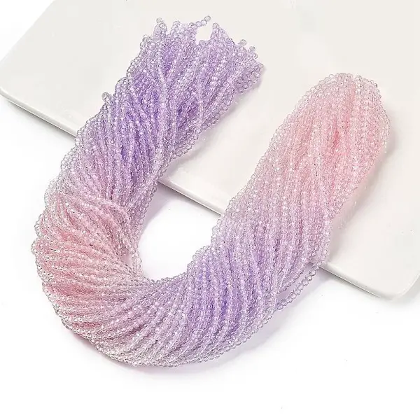 Transparent Painted Glass Beads Strands