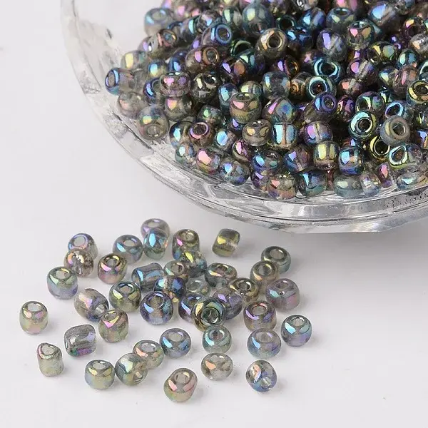 Transparent Rainbow Colours Round Glass Seed Beads
