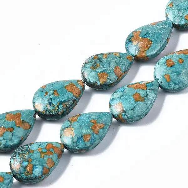 Dyed Synthetic Turquoise Teardrop Bead Strands