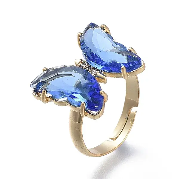 Adjustable Brass Glass Finger Rings
