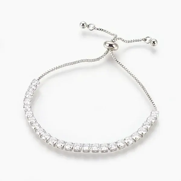 Brass Cubic Zirconia Bolo Tennis Bracelets