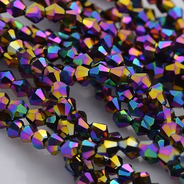 Faceted Bicone Electroplate Glass Beads Strands