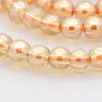 Pearl Luster Plated Glass Round Beads Strands