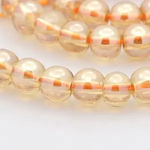 Pearl Luster Plated Glass Round Beads Strands