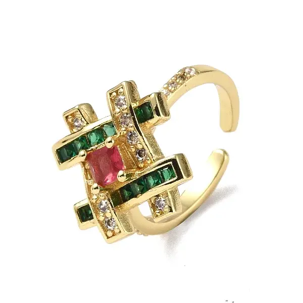 Cubic Zirconia Symbol # Open Cuff Ring