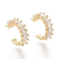 Brass Micro Pave Clear Cubic Zirconia Cuff Earrings