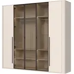 Pětidveřová šatní skříň s osvětlením a třemi prosklenými dveřmi renfri